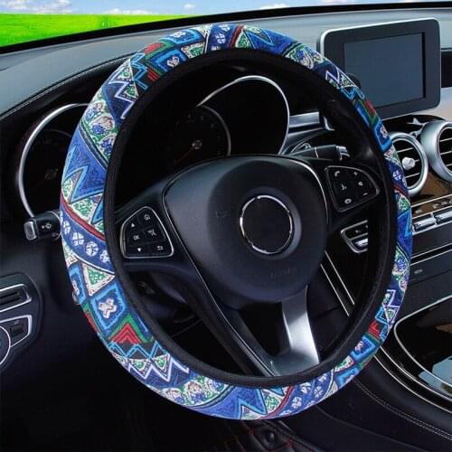 Car-styling Steering Wheel Cover Car Interior Accessories 37-38CM Diameter Bohemia Style Floral Print