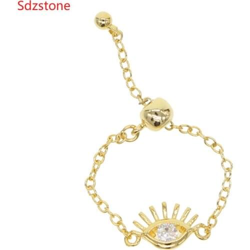 Gold color ring clear cz Evil Eye Rings for Women Cubic Zirconia Female Ring with an Eye Jewellery Gifts for the Decorating