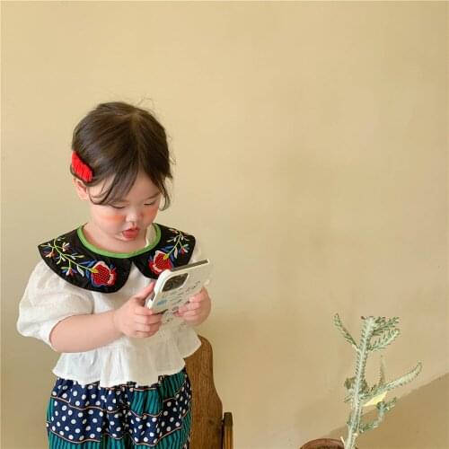 South Korean childrens clothing 2021 summer new childrens Suit Girls' national style suit two pieces set