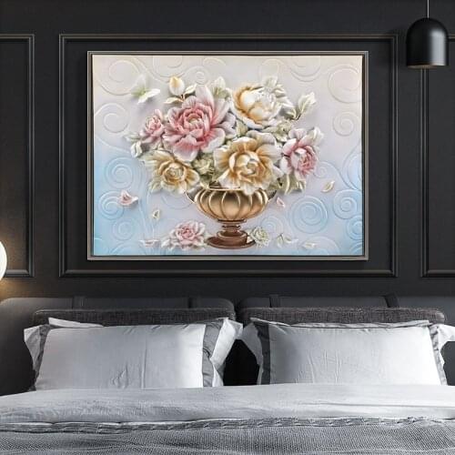 European Restaurant Decoration Painting Peony Living Room Painting Bedroom Dining Room Modern Restaurant 3d Relief