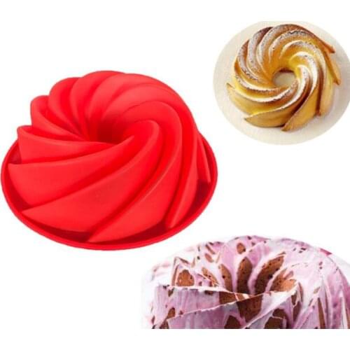 1PC Swirl Shape Silicone Butter Cake Mould Kitchen Baking Form Tools for Cake Bakery Baking Dish Bakeware Mold Cake Pan LB 479