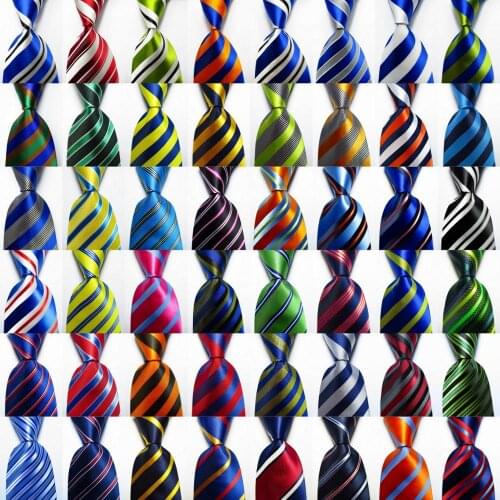 New Fashion Striped Tie Mens 9cm Silk Necktie Set Red Gold Green Pink JACQUARD WOVEN 100% Silk Mens Tie Necktie