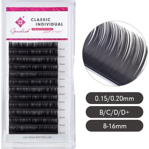 GENIELASH 0.15/0.20mm Eyelash Extension 8-16mm Faux Mink Individual Eyelashes Classic Lash Extension High Quality Lashes