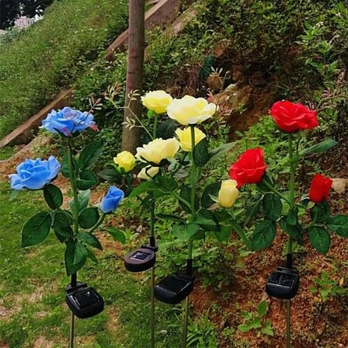 Solar Simulation Rose Lawn Stake Lamp Outdoor Waterproof Decorative Lamps Romantic Ornament For Garden Courtyard Patio Flowerbed