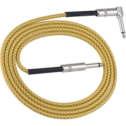 3 Meters Electric Guitar Cable Bass Musical Instrument Cable Braided 90% Shielded 6.35mm Straight To Angle