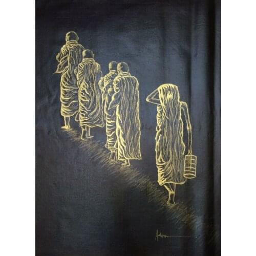 High quality Hand painted Oil Painting on Canvas Abstract Southeast Asia Monk Wall Art Picture Modern Painting Home Decor