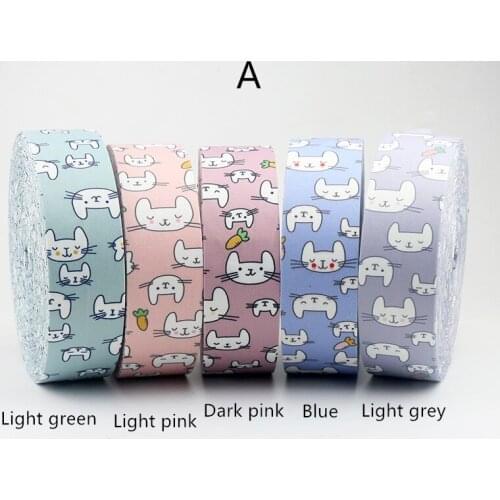 Kewgarden 25mm 2.5cm Cotton Cartoon Rabbit Layering Cloth Ribbons Handmade Satin Ribbon DIY Bowknot Tape Riband 4m/lot