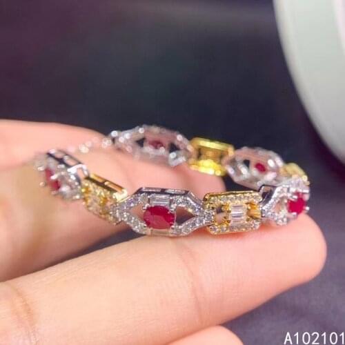 KJJEAXCMY fine jewelry S925 sterling silver inlaid natural ruby Girl popular gemstone hand Bracelet Support test Chinese style