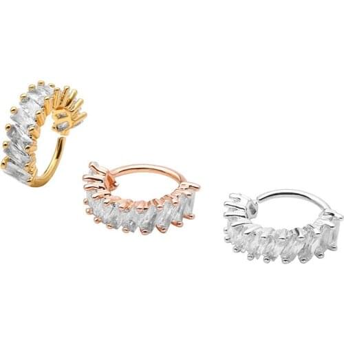 10pcs Body Jewelry Piercing -NEW Rectangle CZ Ear Helix Daith Cartilage Tragus Earring Nose Septum Ring Bend Shine 18gX8mm