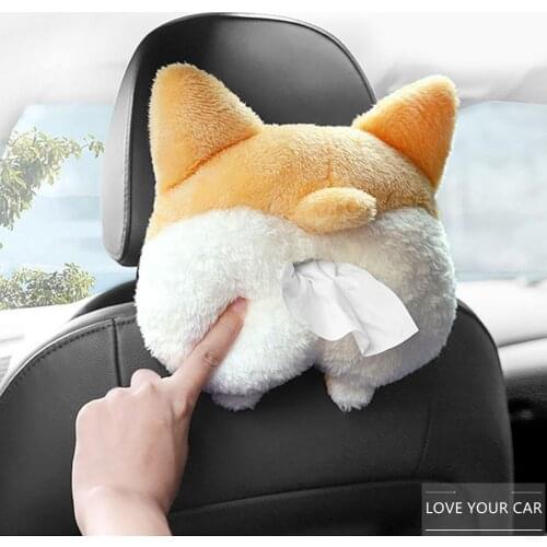 Creative Corgi Ass Tissue Box Soft Cartoon Paper Napkin Case Cute Animals Car Paper Boxes Lovely Napkin Holder for Car Seat
