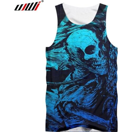 UJWI Retro Style Men Cool Print Skull 3d Tanktops Male Hip Hop Fitness Bodybuilding Vest Summer Tops Casual Sleeveless Shirts