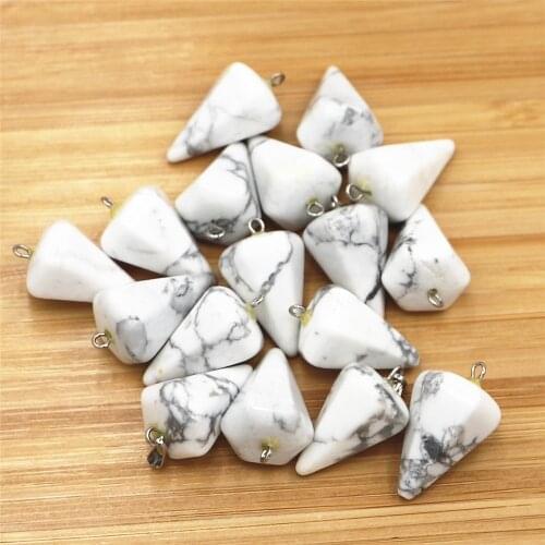 New Fashion Highest Quality Natural White Turquoises Hexagonal Pyramid Pendant for Jewelry Making Free Shipping and Wholesale