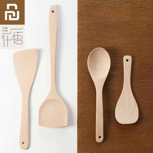 Original Youpin Yiwuyishi Spoon Spatula Mixing Kitchen Tools Beech Wood Material 4 In 1