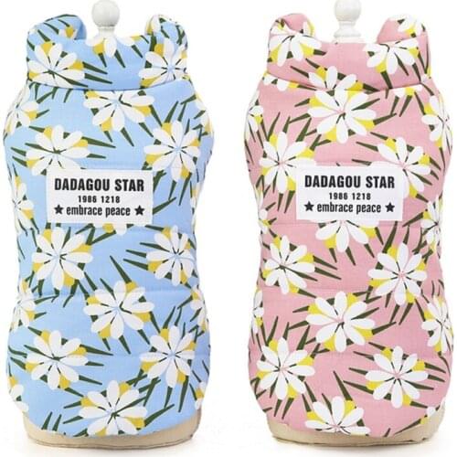 Pet Autumn Winter Warm Small Chrysanthemum Printed Coat Small Dog Clothes Puppy Outfit Jacket Dog Costume Perro Accessories