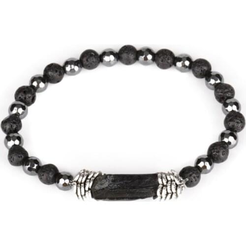 Natural Rough Black Tourmaline Healing Mineral Stone Bead 6mm Rock Lava Hematite Energy Unisex Bracelets For Women Wedding Gift