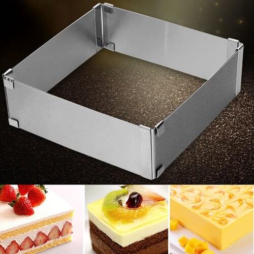 Stainless Steel Mousse Cake Ring Adjustable Cake Cutter Square Mousse Cake Mold Baking Mold Cake Form Metal Kitchen Baking Tool