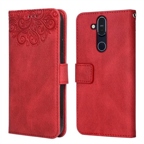 Luxury Leather Case for NOKIA 8.1 Flower Embossing A-1099 TA-1113 TA-1115 Wallet Flip Phone Case for NOKIA8.1 Cover
