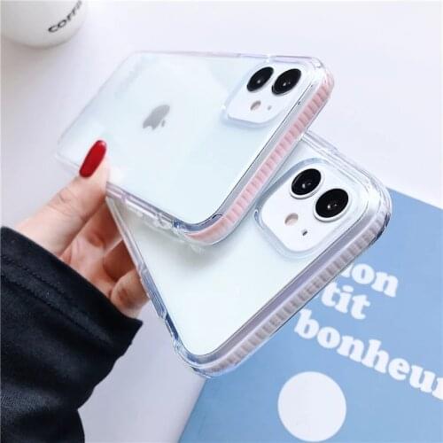 Luxury Transparent Soft Silicone Phone Case For iPhone 12 Pro Mini 11 Pro XR Xs Max SE 2 Color Bumper Cover On 6S 7 8 Plus Shell