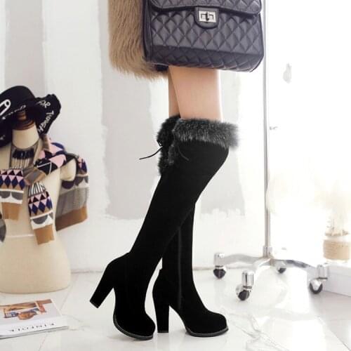 Plus Size 10 11 12 thigh high boots knee high boots over the knee boots women ladies boots Side zipper with back lacing