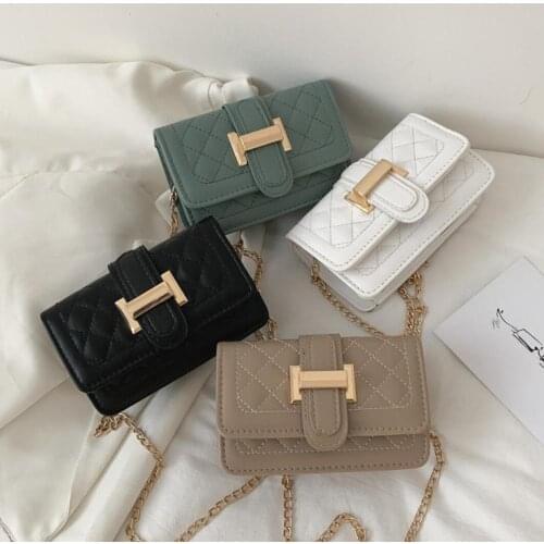 Black mini shoulder bag women Fashion Chain Small square crossbody bag PU Leather Buckle Flap Messenger Hand bags Tote bolsas