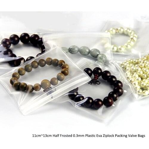 Wedding Gift Bag 50pcs In/ 11cm~13cm Frosted 0.3mm Plastic Eva zipper lock Packing Valve Bags, Jewelry Storage Anti Oxidation