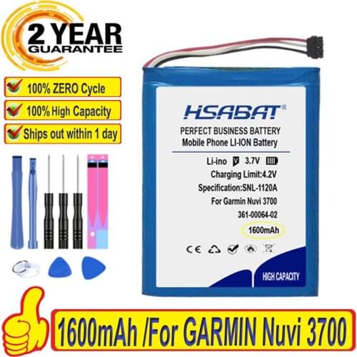 Top Brand 100% New 1600mAh 361-00064-02 Battery for Garmin Nuvi 3700 3760 3760T 3790 3790T Batteries + free tools