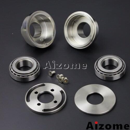 For Harley Wide Glide Springer Chopper 1" Triple Tree Stem Nut Fork Neck Cup Bearing Kit Chrome