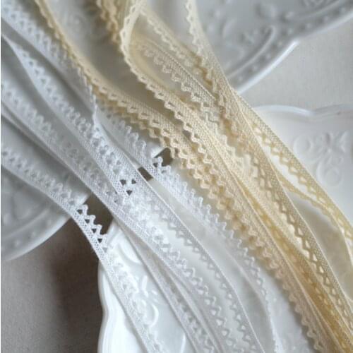 2 Meters 100% Cotton Embroidered Lace Trim Ribbon Fabric White Beige Lace Fabric DIY Clothing Sewing Craft Decoration Supplies