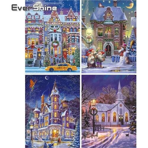 EverShine Diamond Embroidery Castle Mosaic Art Kits Handicrafts DIY Diamond Painting Christmas Cross Stitch Landscape Wall Decor