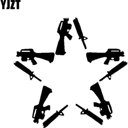 YJZT 15*14.6CM Coolest Pentagram Car Sticker Black/Silver Vinyl Bumper Window Gun Decoration C12-0229