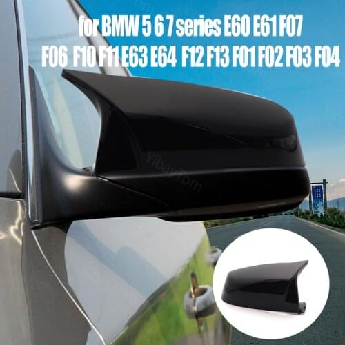 Replacement Horn Shape Black Side Mirror Cover for BMW 5 6 7 Series E60 E61 F07 F06 F10 F11 E63 E64 F12 F13 F01 F02 F03 F04