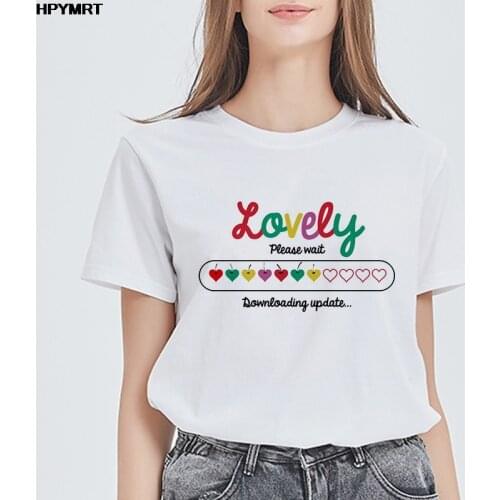 Summer T-shirt Women Lovely Printing Butterfly 90s Sweet Love Kawaii Graphics Fashion Clothes Short sleeve Tee Top Tshirt Female