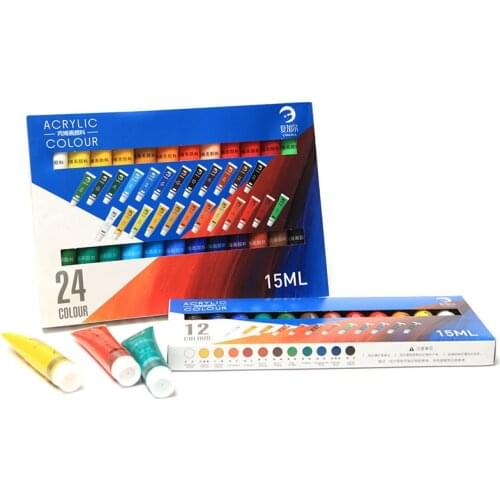 12/24 Colors Professional Acrylic Paints 15ml Tubes Drawing Painting Pigment Hand-painted Wall Paint for Artist DIY