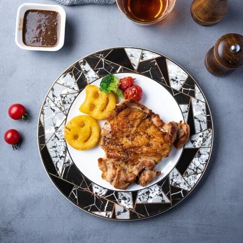 2Pcs Dinner Plates Steak Plates Round Salad Dish Vegetable Tray Cake Tray Beef Plates Western Kitchen Plate Flat Plate Tableware