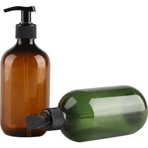2pcs Transparent Pet Plastic Bottles With Black Screw Caps Recyclable 300 Ml Portable Soap Dispensers Shower Gel Bottling#p4