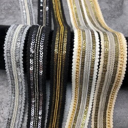 2Yds/lot 18mm wide Exquisite metal bead chain ribbon decorative lace clothing luggage shoes hats household accessories AC417