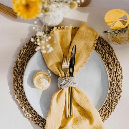 4PCS Customized Dinner Table Rustic Decor,Retro Burr Texture Napkin,Cotton Gauze Wedding Kitchen Tea Towel,Dining Place Mats