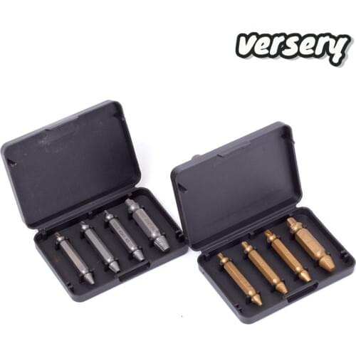 Double Side Drill Out Damaged Screw Extractor Out Remover Handymen Broken Bolt Stud Removal Tool Kit 4pc #1 #2 #3 #4 With Case