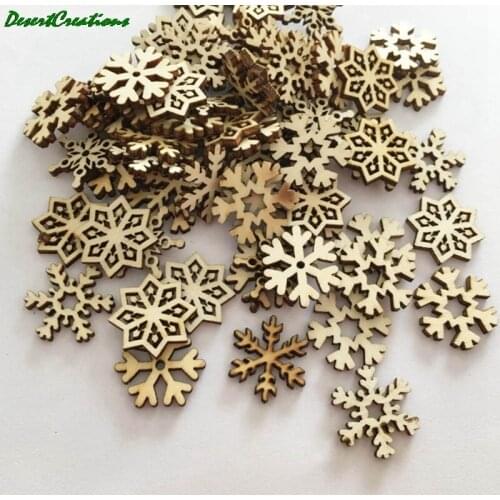 50Pcs Wooden Snowflake Xmas Wedding Tree Hanging Ornament Decoration Christmas Mug Coasters Holder Snowflakes Decor
