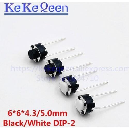 500pcs Vertical Round Micro Switch 6*6*4.3mm / 6*6*5mm DIP-2 2pin Tactile Tact Push Button Switch 6x6x4.3mm / 6x6x4.3mm 2p