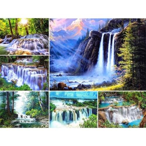 5D Diamond Painting Landscape Diamond Embroidery Forest Waterfall Pictures of Rhinestones Mosaic Cross Stitch Kits Home Decor