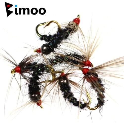 Bimoo 6PCS #12 Tungsten Bead Head Nymph Fly Rainbow Trout Fly Fishing