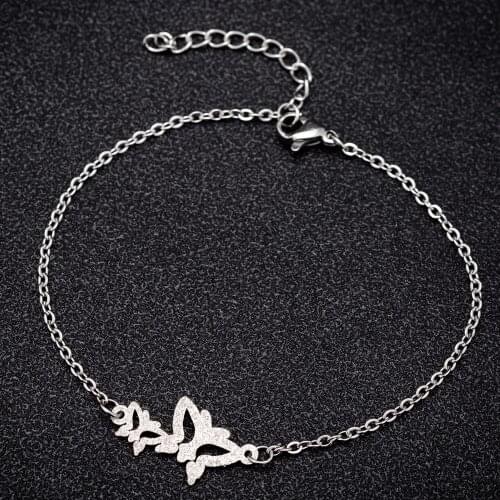 Jisensp Delicate Crystal Double Butterfly Bracelet Stainless Steel Fashion Frosted Butterfly Bracelet Wedding Jewelry for Women