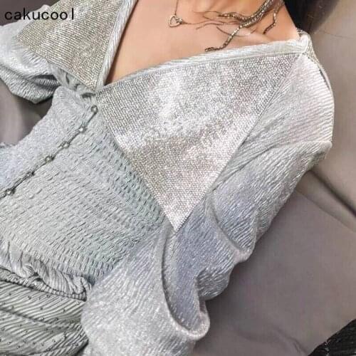 Cakucool New Women Stamping Diamonds Shiny Wide Leg Pant Suit Long Sleeve Slim Palace Sweet 2pcs Set Spring Autumn Party Suit