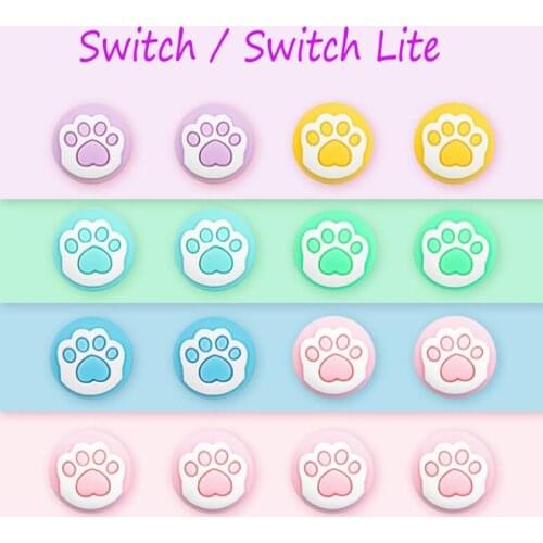 Colorful Cute Bear Cat Paw Thumb Stick Grip Cap Joystick Cover For Nintendo Switch NS Lite Joy-con Controller Thumbstick Case