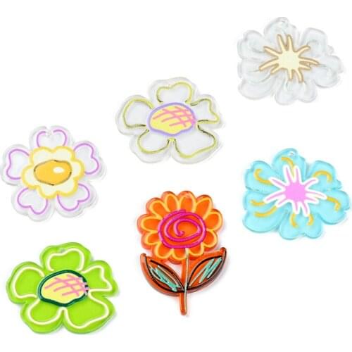 2Pcs Colored Flowers Jewelry Accessories Hand Made Earrings Making Connectors DIY Pendant Jewelry Findings Components Charms