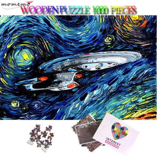 MOMEMO Airship Wooden Puzzle 1000 Pieces 2D Beautiful Oil Painting Jigsaw Puzzles Toys for Kids Adults Teens Family Decoration