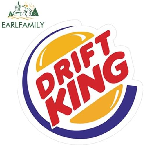 EARLFAMILY 10cm x 9.7cm Retro DRIFT KING Funny Parody JDM Drift Look Vinyl Car Sticker Bomb Decal Car Styling Accessories