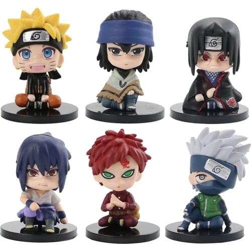6Pcs/Set Q Version Naruto PVC Action Figure Toy Uzumaki Naruto Hatake Kakashi Sasuke Gaara Uchiha Itachi Model Doll Kids Gift