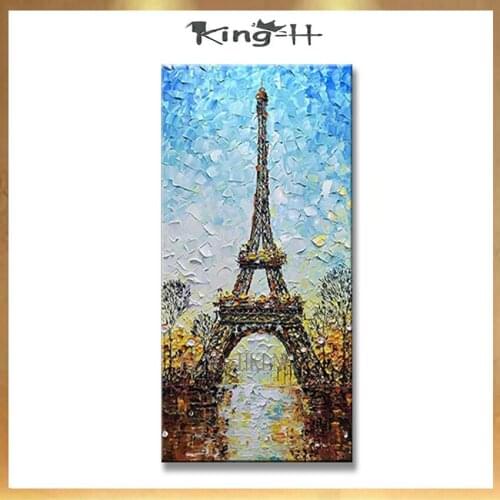 Free shipping Beautiful picture Tower landscape High quality Handmade canvas oil painting for living room home deco